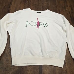 J. Crew Women's French Terry Oarsman Pink Green Relaxed Sweatshirt Medium